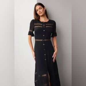 Monteau Black Midi Dress with Button Detail